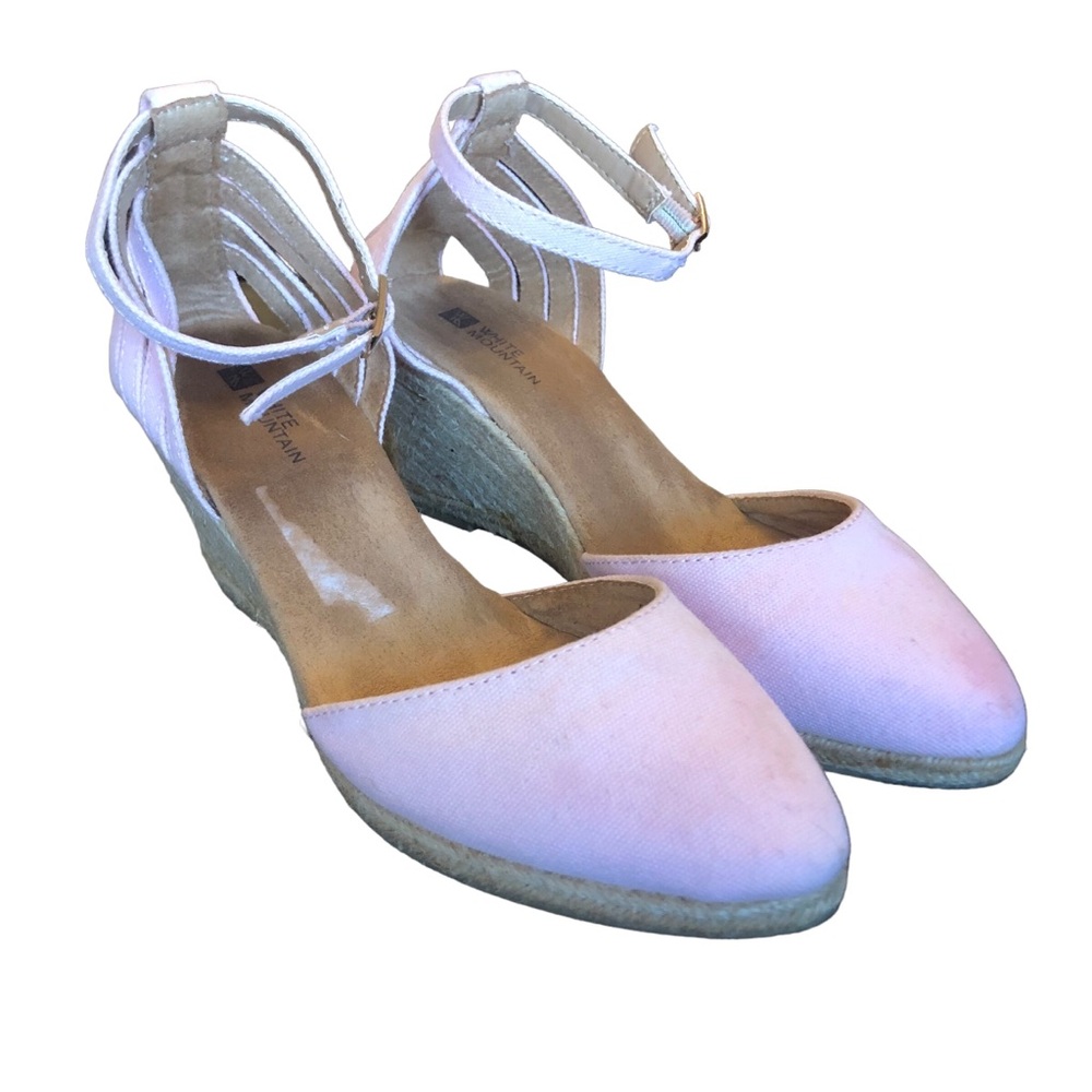 White Mountain Soft Pink Ankle Strap Wedges size 7 1/2 - Picture 2 of 10